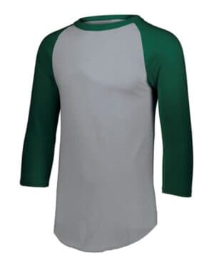 ATHLETIC HEATHER/ DARK GREEN Augusta sportswear 4421 youth three-quarter sleeve baseball jersey