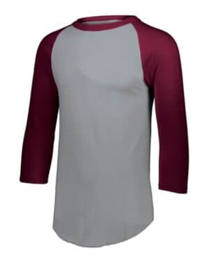 ATHLETIC HEATHER/ MAROON Augusta sportswear 4421 youth three-quarter sleeve baseball jersey