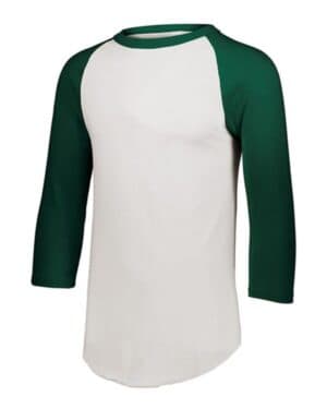 WHITE/ DARK GREEN Augusta sportswear 4421 youth three-quarter sleeve baseball jersey