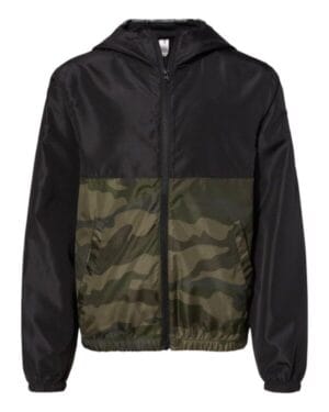 BLACK/ FOREST CAMO EXP24YWZ youth lightweight windbreaker full-zip jacket