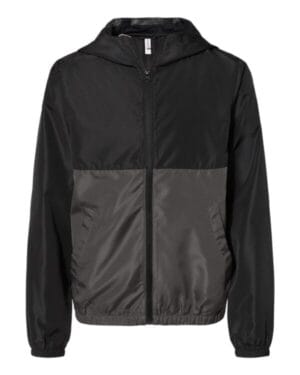 BLACK/ GRAPHITE EXP24YWZ youth lightweight windbreaker full-zip jacket