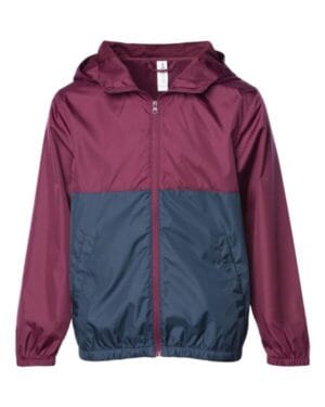 MAROON/ CLASSIC NAVY EXP24YWZ youth lightweight windbreaker full-zip jacket