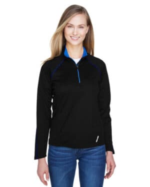 BLK/ TRU ROYAL 78187 ladies' radar quarter-zip performance long-sleeve top