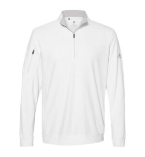 WHITE Adidas A295 performance textured quarter-zip pullover
