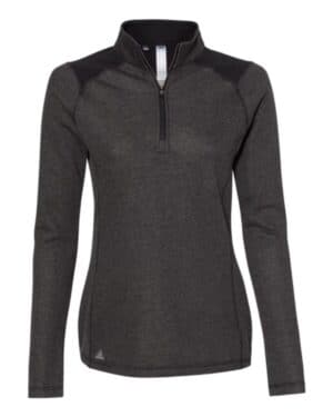 A464 women's heathered quarter-zip pullover with colorblocked shoulders