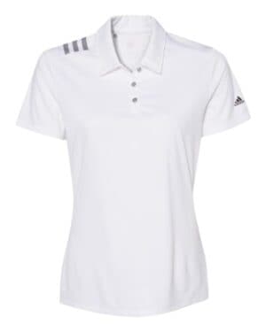 WHITE/ BLACK Adidas A325 women's 3-stripes shoulder polo