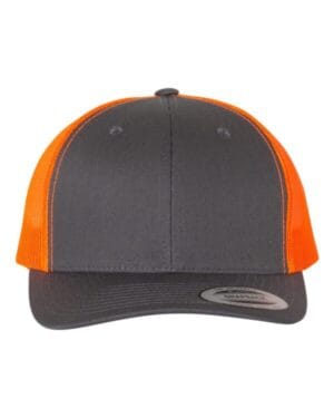 CHARCOAL/ NEON ORANGE Yp classics 6606 retro trucker cap