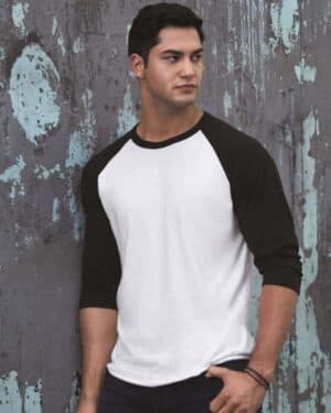 WHITE/ BLACK INK 560RR premium blend ringspun three-quarter sleeve raglan baseball t-shirt