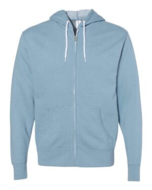 MISTY BLUE AFX90UNZ unisex lightweight full-zip hooded sweatshirt