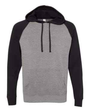 NICKEL HEATHER/ BLACK PRM33SBP unisex special blend raglan hooded sweatshirt