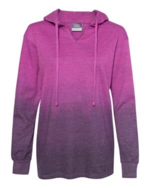 DRAGONFRUIT/ NAVY W20185 women's french terry ombr hooded sweatshirt