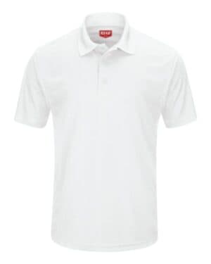 WHITE SK96 short sleeve performance knit pocketless core polo