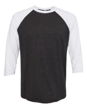 HEATHER WHITE/ VINTAGE BLACK Next level 6051 triblend three-quarter raglan t-shirt