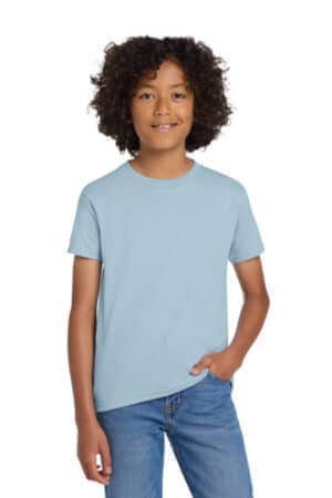LIGHT BLUE 8000B gildan youth dryblend 50 cotton/50 poly t-shirt