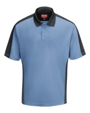 MEDIUM BLUE/ CHARCOAL Red kap SK54 short sleeve performance knit two tone polo