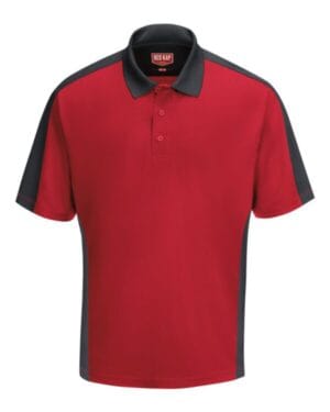 RED/ CHARCOAL Red kap SK54 short sleeve performance knit two tone polo