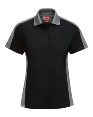BLACK/ CHARCOAL SK53 women's short sleeve performance knit two-tone polo