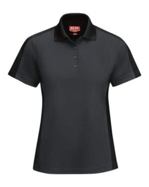 CHARCOAL/ BLACK SK53 women's short sleeve performance knit two-tone polo