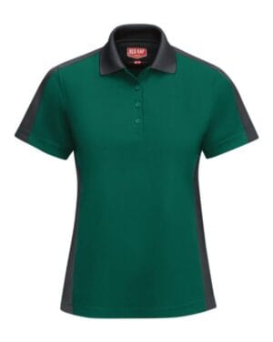 HUNTER GREEN/ CHARCOAL SK53 women's short sleeve performance knit two-tone polo