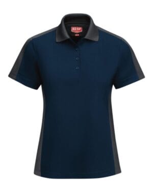 NAVY/ CHARCOAL SK53 women's short sleeve performance knit two-tone polo