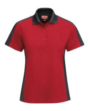 RED/ CHARCOAL SK53 women's short sleeve performance knit two-tone polo