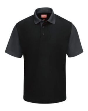 BLACK/ CHARCOAL SK56 short sleeve performance knit color-block polo
