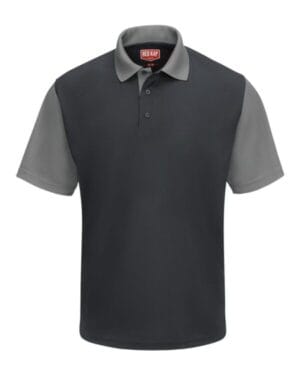CHARCOAL/ GREY SK56 short sleeve performance knit color-block polo