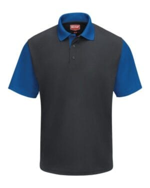 CHARCOAL/ ROYAL SK56 short sleeve performance knit color-block polo