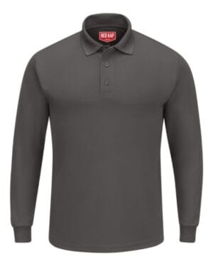 CHARCOAL Red kap SK6L long sleeve performance knit polo
