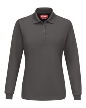 CHARCOAL Red kap SK7L women's long sleeve performance knit polo