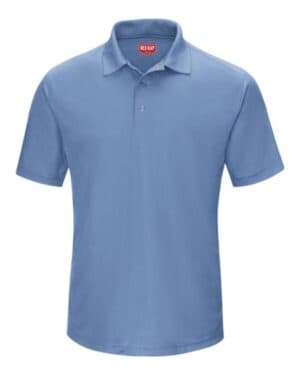 MEDIUM BLUE SK74 short sleeve performance knit gripper-front polo