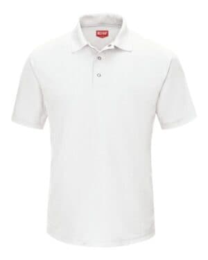 WHITE SK74 short sleeve performance knit gripper-front polo