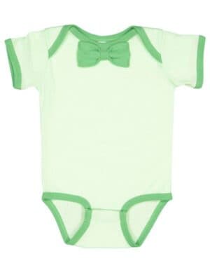 MINT/ GRASS Rabbit skins 4407 baby rib infant bow tie bodysuit