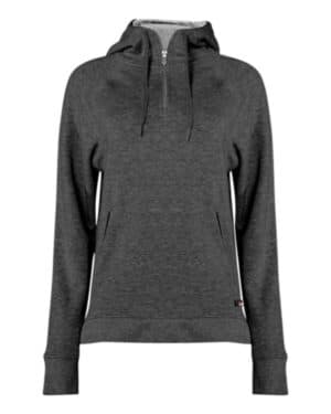 CHARCOAL 1051 fitflex women's french terry hooded quarter-zip
