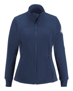 NAVY SEZ3 women's zip front fleece jacket-cotton/spandex blend
