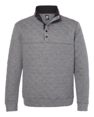 CHARCOAL HEATHER J america 8890 quilted snap pullover