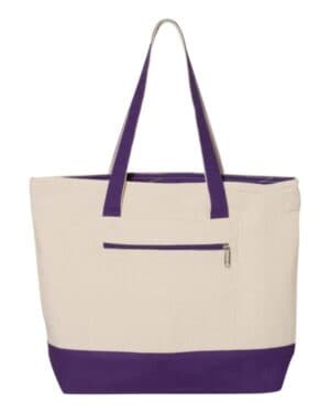 NATURAL/ PURPLE Q-tees Q1300 19l zippered tote