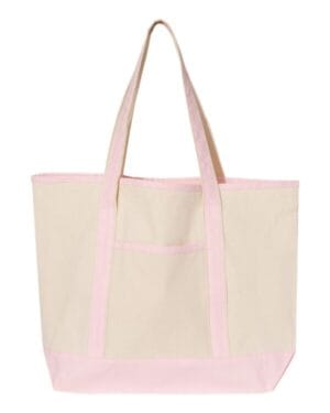 NATURAL/ LIGHT PINK Q-tees Q1500 346l large canvas deluxe tote