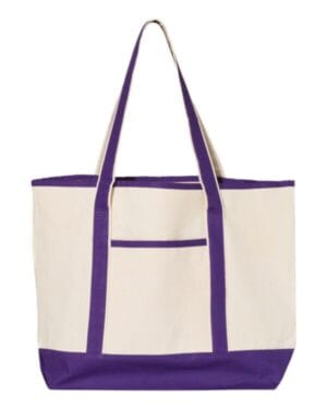NATURAL/ PURPLE Q-tees Q1500 346l large canvas deluxe tote