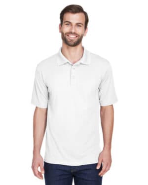 WHITE Ultraclub 8210T men's tall cool & dry mesh piqu polo