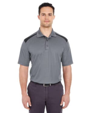 CHARCOAL/ BLACK Ultraclub 8215 adult cool & dry two-tone mesh piqu polo