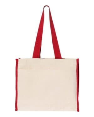 NATURAL/ RED Q-tees Q1100 14l tote with contrast-color handles