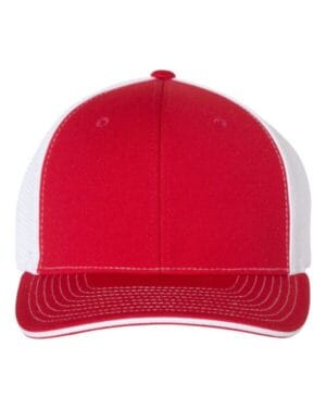 RED/ WHITE SPLIT Richardson 172 fitted pulse sportmesh with r-flex cap