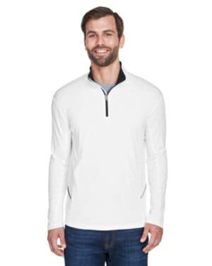 WHITE Ultraclub 8230 men's cool & dry sport quarter-zip pullover