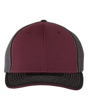 MAROON/ CHARCOAL/ BLACK TRI Richardson 172 fitted pulse sportmesh with r-flex cap