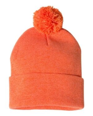 HEATHER ORANGE Sportsman SP15 pom-pom 12 knit beanie