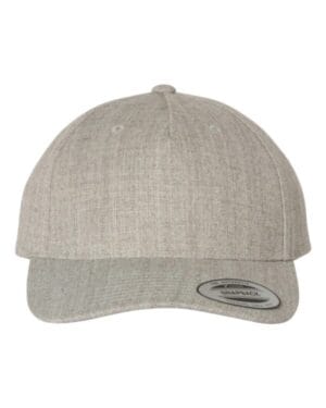 HEATHER GREY 5789M premium five-panel curved visor snapback cap
