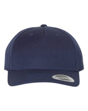 NAVY 5789M premium five-panel curved visor snapback cap