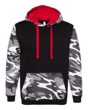 BLACK/ URBAN WOODLAND/ RED Code five 3967 fashion camo hooded sweatshirt