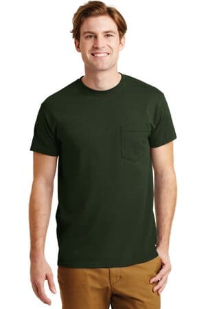 FOREST GREEN 8300 gildan-dryblend 50 cotton/50 poly pocket t-shirt